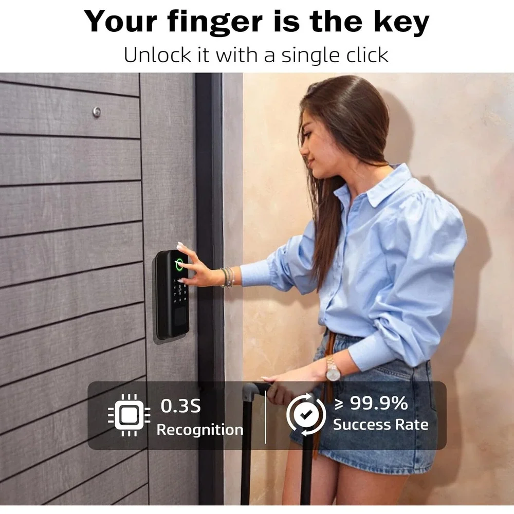 Smart Door Lock Keyless Entry with Fingerprint Touchscreen Keypad APP IC Card...